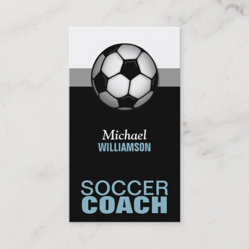 Blue  Black Soccer Coach Business Cards