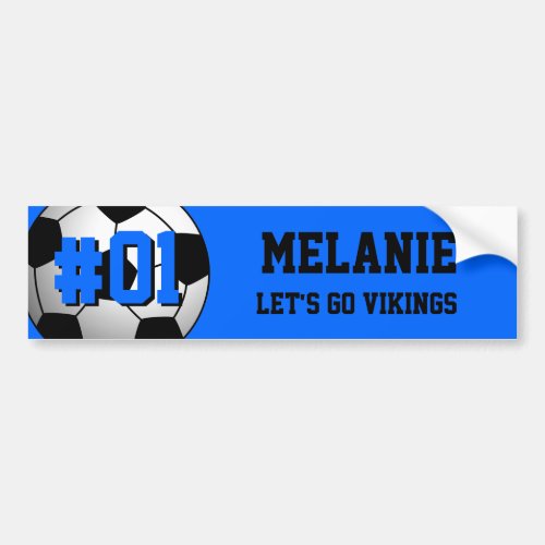 Blue Black Soccer Team Bumper Sticker