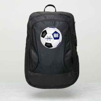 Blue black soccer team colors teens monogrammed  port authority® backpack
