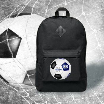 Blue Black Soccer Team Colors Teens Monogrammed  Port Authority® Backpack by katz_d_zynes at Zazzle
