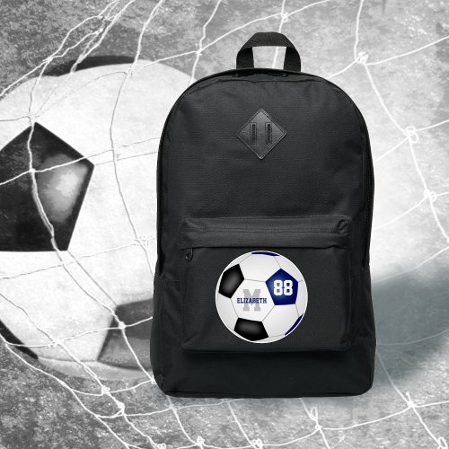 Blue black soccer team colors teens monogrammed  port authority backpack