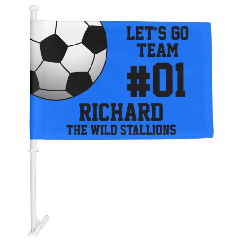 Blue Black Soccer Team Spirit Car Flag