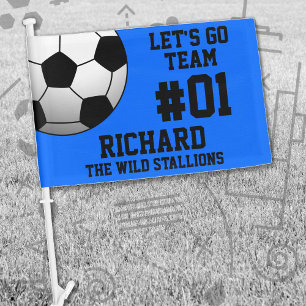 Blue Black Soccer Team Spirit Car Flag