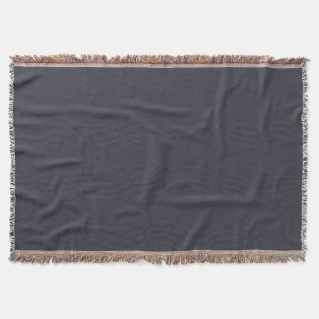 Blue Black Solid Color Print, Polar Night Throw Blanket (Front)
