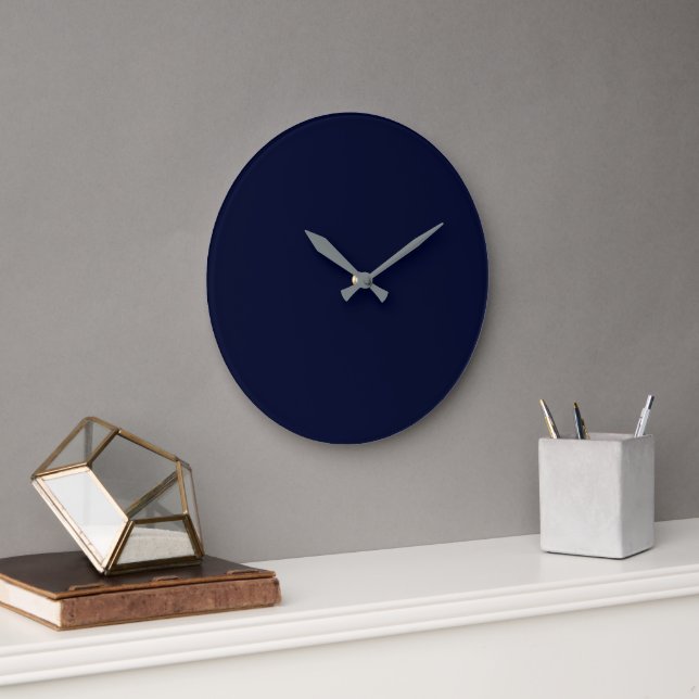 Blue Black Solid Plain Large Clock (Office)