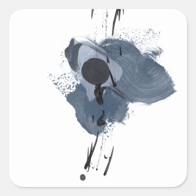 Blue & Black Splash II | Blue Black Paint Splash Square Sticker (Front)