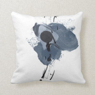 Blue & Black Splash II   Blue Black Paint Splash Throw Pillow