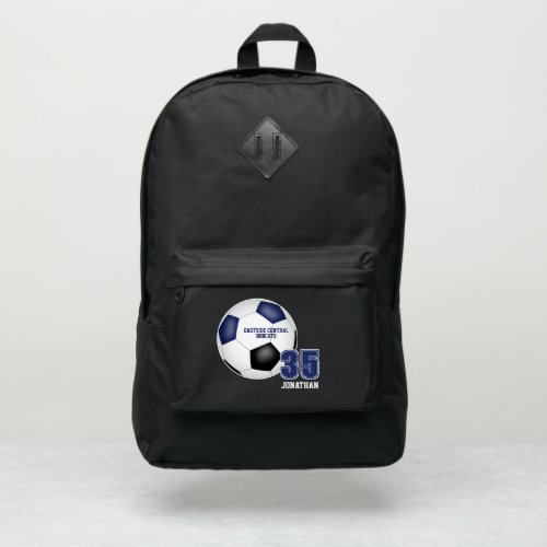 blue black sports team colors kids teens soccer port authority backpack