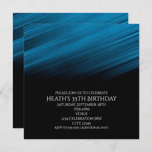 Blue  Black Streaks Birthday Party Invitation