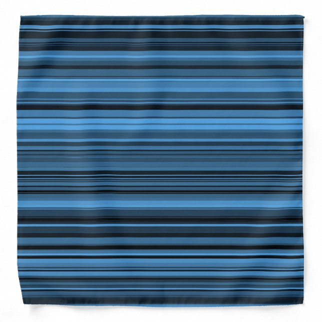 Blue Black Stripes Bandana (Front)