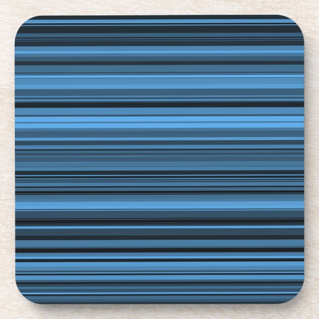 Blue Black Stripes Beverage Coaster (Front)