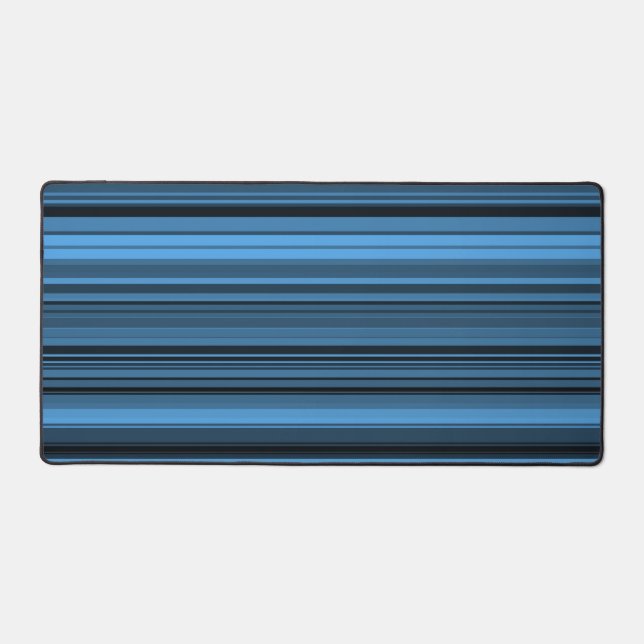 Blue Black Stripes Desk Mat (Front)