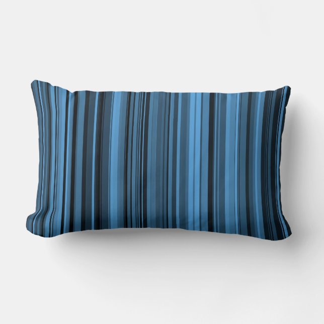 Blue Black Stripes Lumbar Pillow (Front)