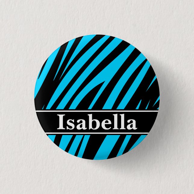 Blue Black Stripes Pattern Pinback Button (Front)