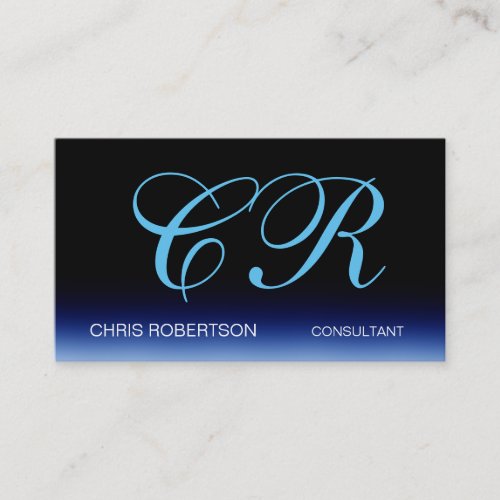 Blue Black Stylish Monogram Business Card