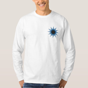 Blue & Black Sun Fantasy Design Embroidered Long Sleeve T-Shirt