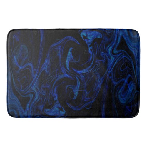 Blue Black Swirl Abstract Smoky Cool Bath Mat