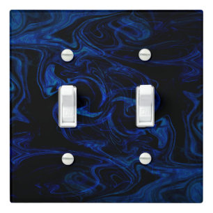 Blue Black Swirl Abstract Smoky Cool Light Switch Cover