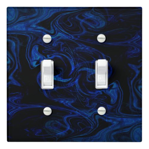 Blue Black Swirl Abstract Smoky Cool Light Switch Cover