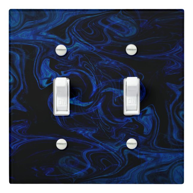 Blue Black Swirl Abstract Smoky Cool Light Switch Cover (In Situ)