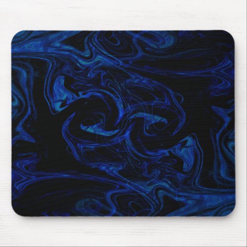 Blue Black Swirl Abstract Smoky Cool Mouse Pad