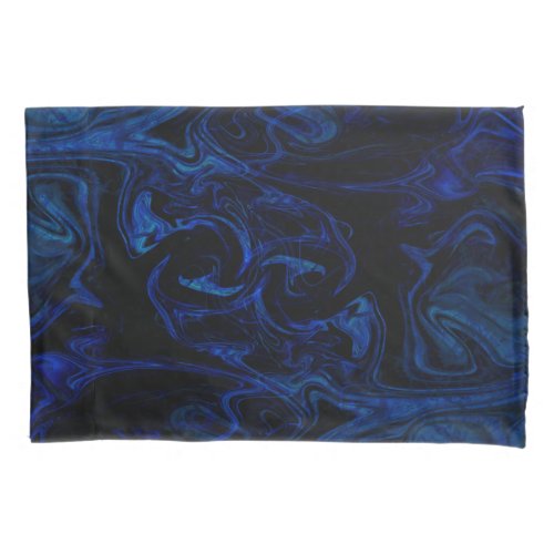 Blue Black Swirl Abstract Smoky Cool Pillowcase