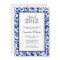 Blue Black Swirl Damask Graduation Announcement