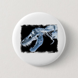 Blue & Black T-Rex X-Ray Bones Photo Pinback Button