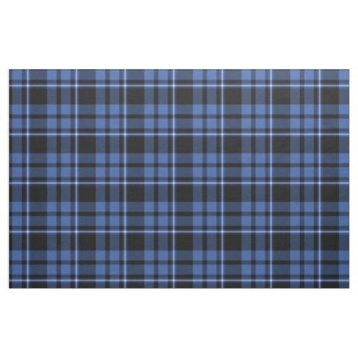 Blue Black Tartan Plaid Scottish Pattern Fabric