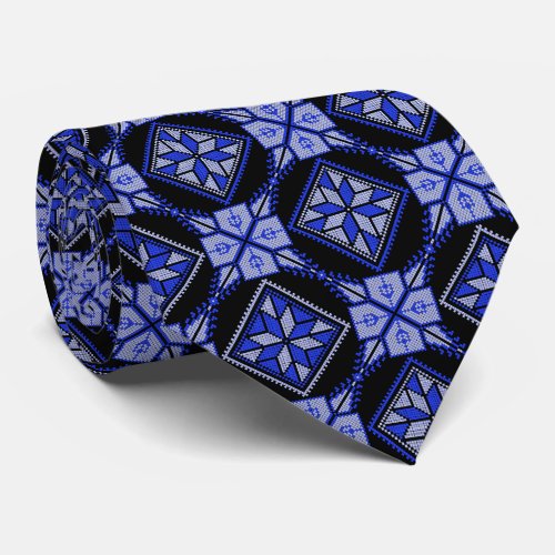 Blue  Black Tatreez Henna Thobe Pattern Neck Tie