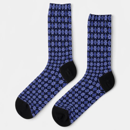 Blue  Black Tatreez Henna Thobe Pattern Socks