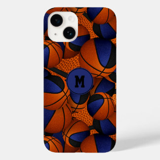 Blue black team colors basketball sports pattern Case-Mate iPhone 14 case