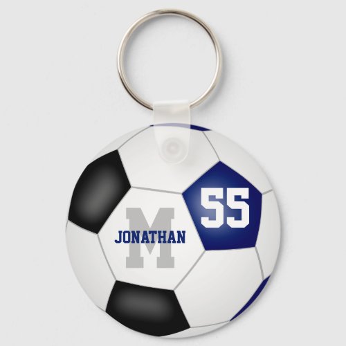 blue black team colors boys girls soccer ball keychain