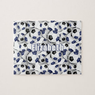 blue black team colors girls boys soccer jigsaw puzzle