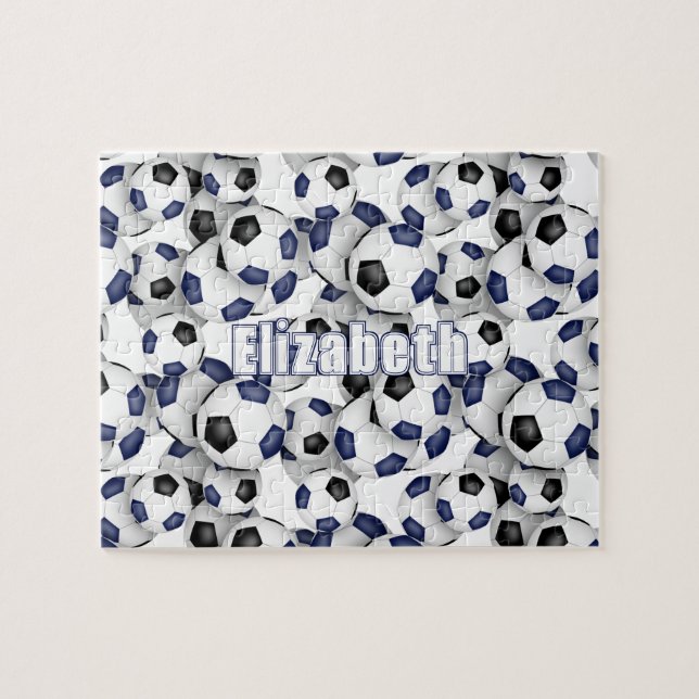 blue black team colors girls boys soccer jigsaw puzzle (Horizontal)
