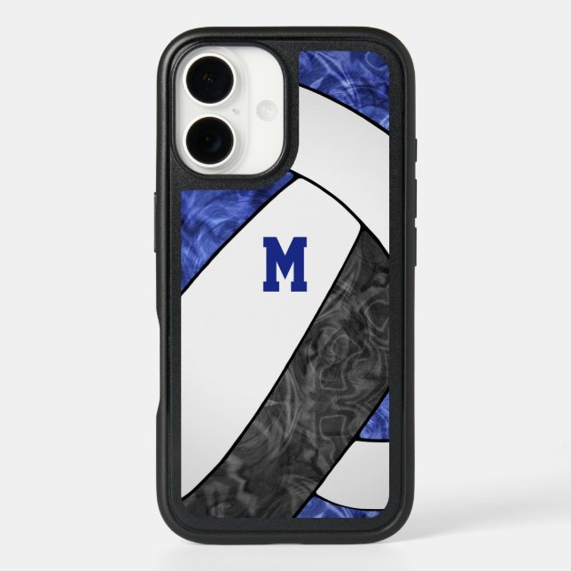 blue black team colors girls volleyball otterbox iPhone case (Back)