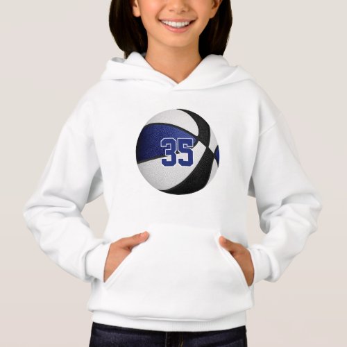 blue black team colors jersey number basketball hoodie