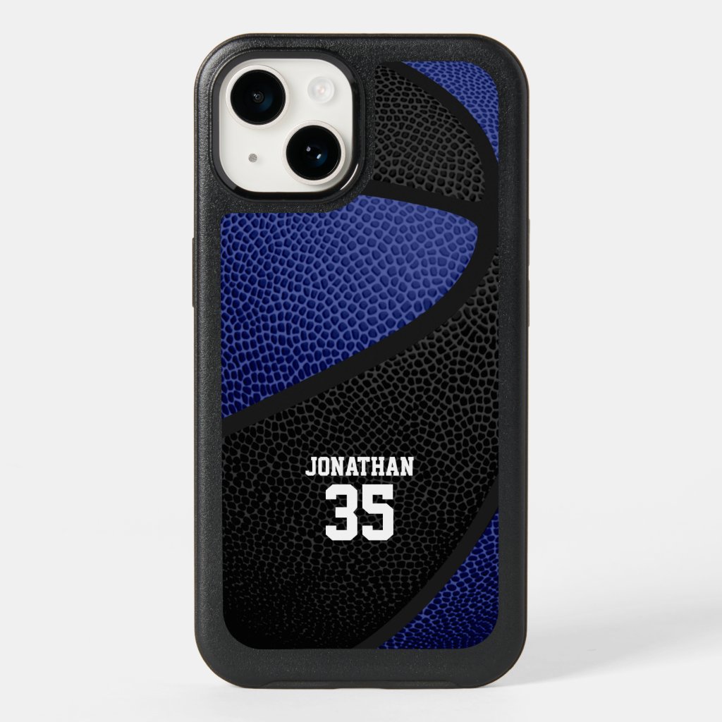blue black team colors personalized basketball OtterBox iPhone case