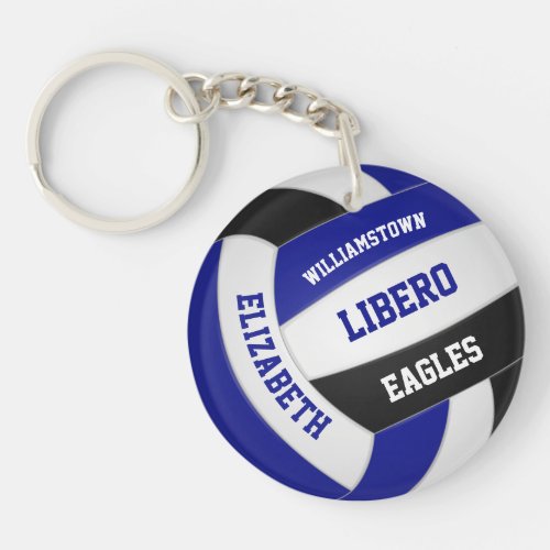 blue black team colors personalized volleyball keychain