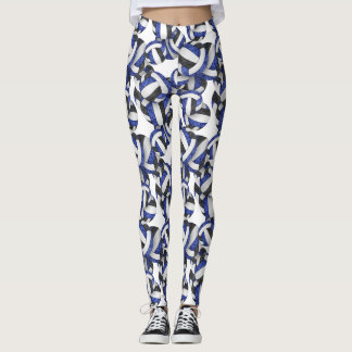 blue black team colors volleyballs pattern leggings