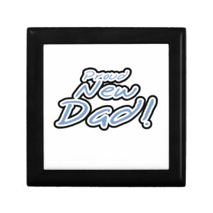 Blue/Black Text Proud New Dad Gifts Jewelry Box