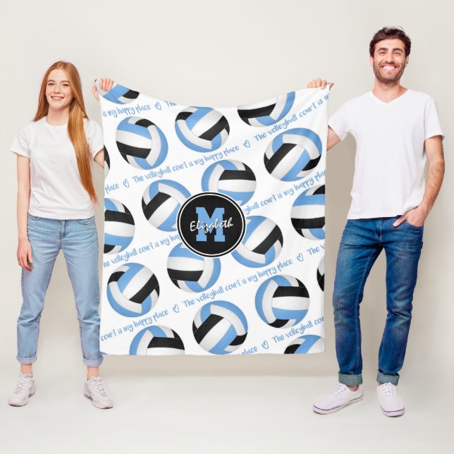 blue black The volleyball court is my happy place Fleece Blanket (In Situ)