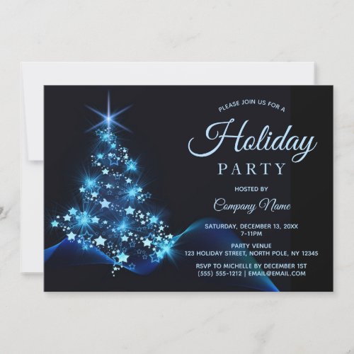 Blue Black Tree 2 Corporate Holiday Party Invitation