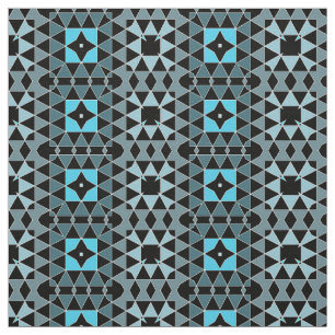 Blue & Black Trendy Mosaic Geometric Pattern Fabric