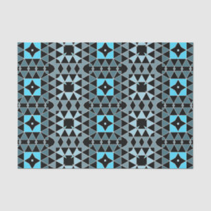 Blue & Black Trendy Mosaic Geometric Pattern Tissue Paper