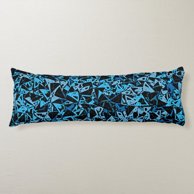 Blue Black Triangle Pattern Body Pillow (Front)
