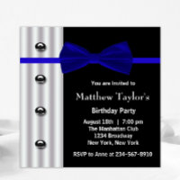 Blue Black Tuxedo Bow Tie Mens Birthday Party