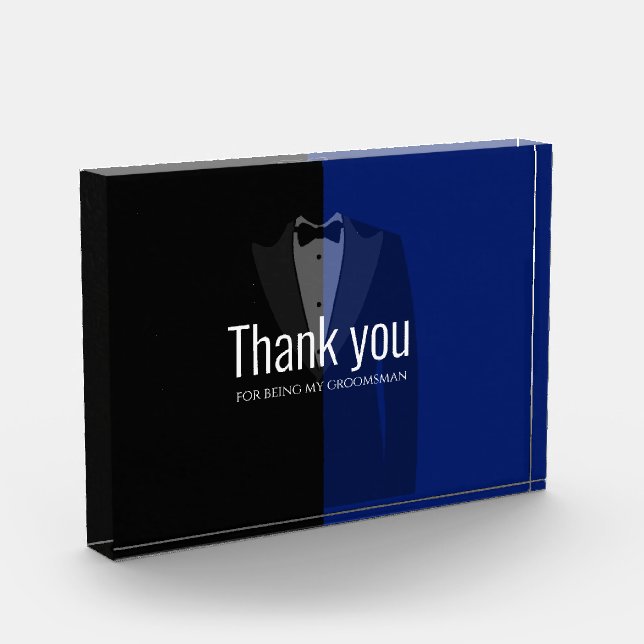 Blue/black tuxedo print bachelor party favor photo (Left)