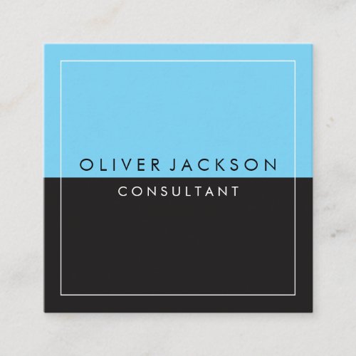 Blue Black Two Tone with White Border Square Business Card