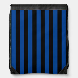 Blue Black Vertical Stripe Halloween Drawstring Bag